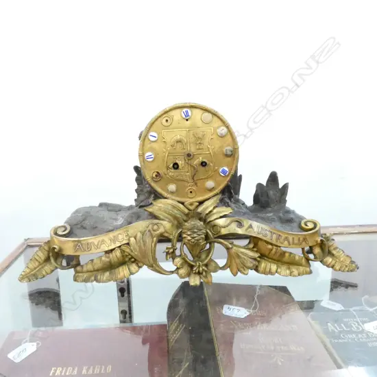 19TH CENTURY MANTEL CLOCK, "ADVANCE AUSTRALIA" SOME LOSSES