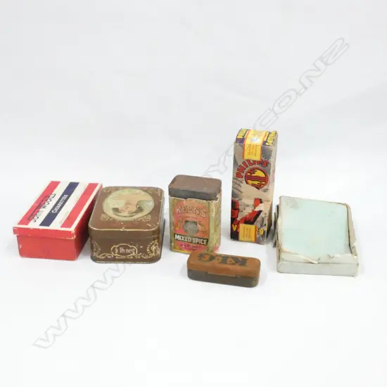 ASST VINTAGE PACKAGING TINS ETC