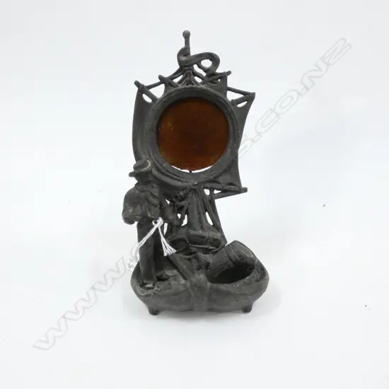 VICTORIAN SPELTER POCKETWATCH STAND, SAILOR + NAUTICAL THEMES, H.160mm