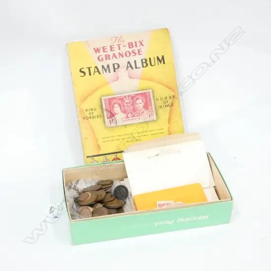 STAMP COLLECTION+ COINS ETC