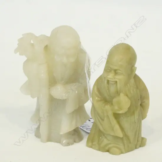2 CHINESE CARVED STONE SHOU LAO FIGURES H.70mm