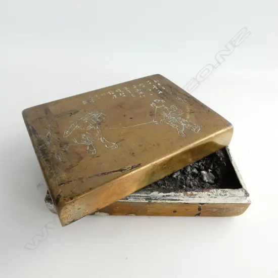 BRONZE OR BRASS CHINESE CALLIGRAPHY INK BOX