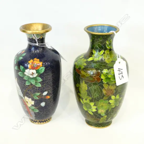 2 CLOISSONNE VASES, H.160mm