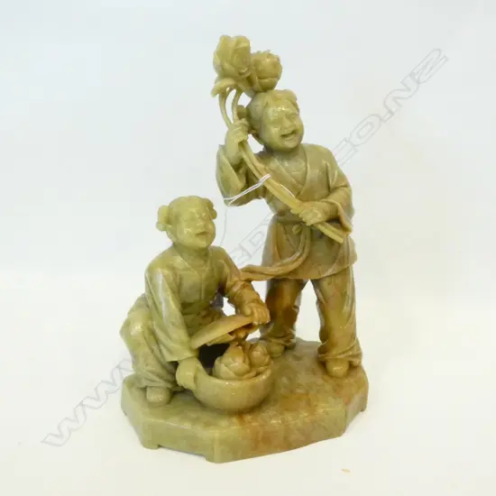 CHINESE FIGURE GROUP WITH LOTUS RESIN?? H,220MM