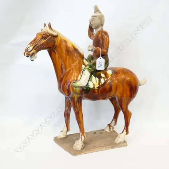 CHINESE TANG STYLE HORSE & RIDER SANCAI GLAZE H430mm.
