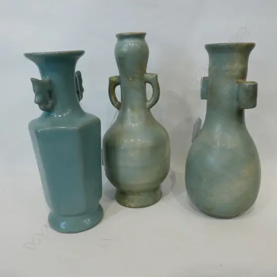 3 CHINESE CELADON VASES H. 240MM