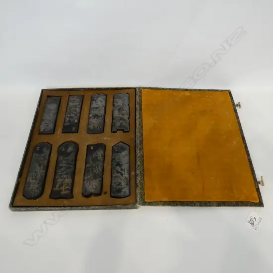 SET OF 8 CHINESE INK STONES CASED