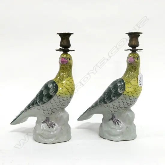 PAIR OF CHINA BIRD CANDLESTICKS