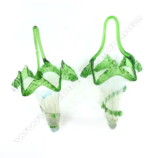 2 VICT GLASS EPERGNE BASKETS MINOR FAULTS H 220MM