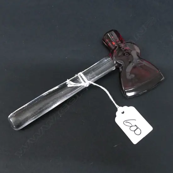 GLASS AXE PAPERWEIGHT, WAIKATO SHOW 1923, L, 160MM