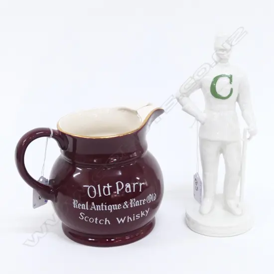 CERAMIC/PORCELAIN CRIMEAN WAR FIGURE + WHISKY JUG "OLD PARR" H.130MM
