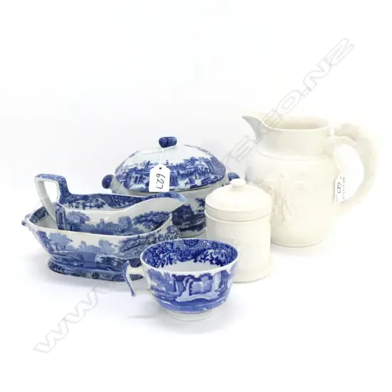 6 PCES B/W; 4 SPODE ITALIAN + 2 PCES WEDGWOOD