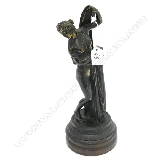 VICTORIAN BRONZED SPELTER GRECIAN GODDESS, H.320mm