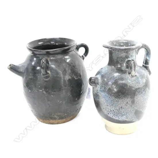 2 CHINESE JUGS DARK GLAZE