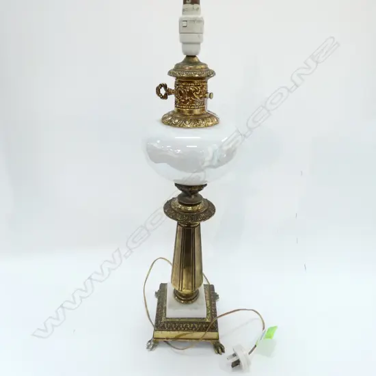 BRASS & MARBLE PEDESTAL TABLE LAMP