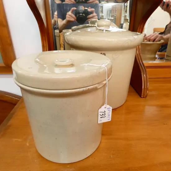 TIMARU POTTERIES LIDDED STORAGE JAR + OTHER WITH CHIP