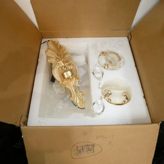 PAIR GILDED ELEC. WALL SIDE LIGHTS. ORIG. BOXES