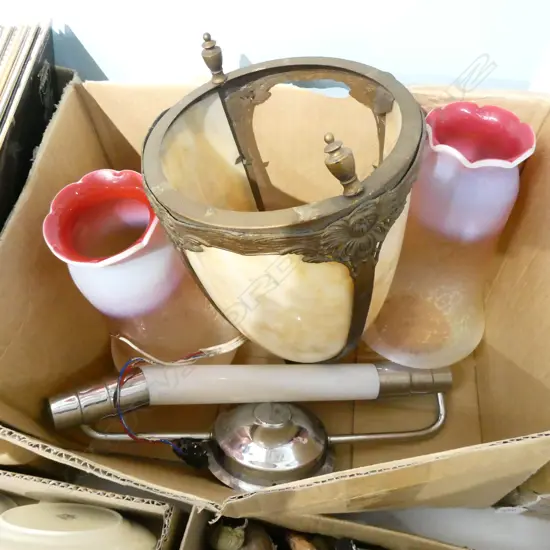 ASSORT. LAMP SHADES INCL. ART NOUVEAU  STYLE HANGING LIGHT & OTHERS  AF