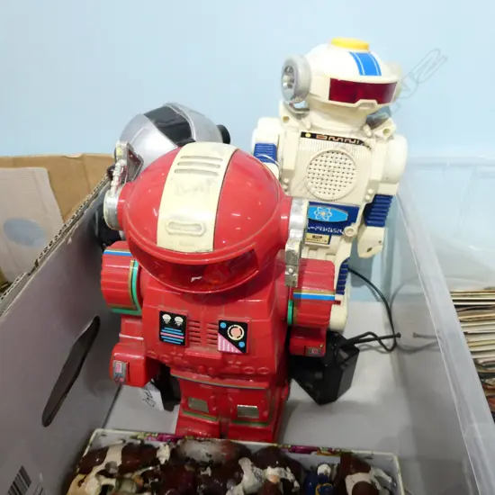 3 VINTAGE ROBOTS INCL "TALK-A-TRON" TALLEST APPROX H.380mm