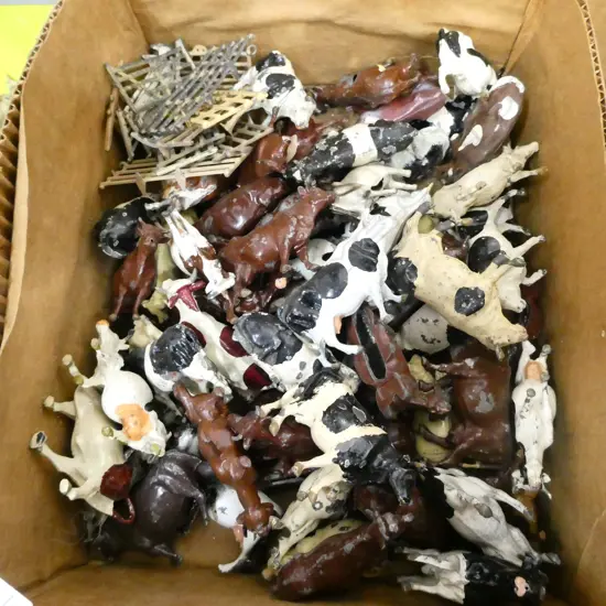 COLLECTION OF LEAD FARM ANIMALS; COWS, FENCES ETC; J. HILL & CO, ETC