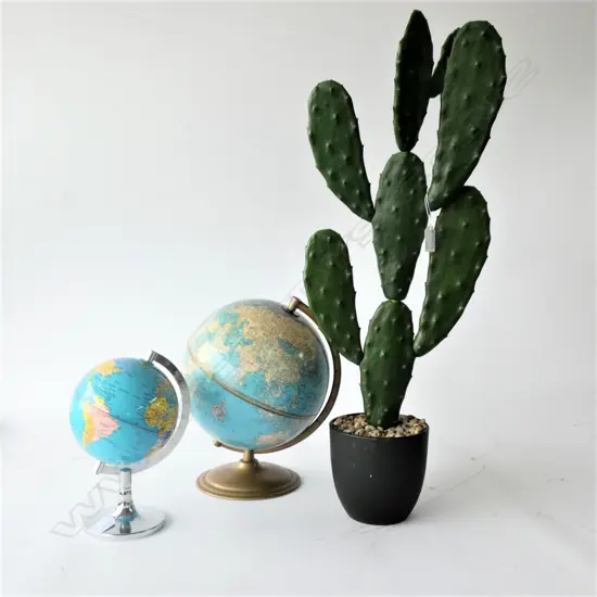 2 GLOBES & CACTUS H. 670MM