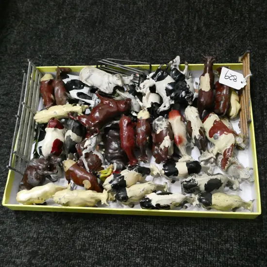 COLLECTION OF LEAD FARM ANIMALS; COWS, BULLS & FENCES; J. HILL & CO, ETC