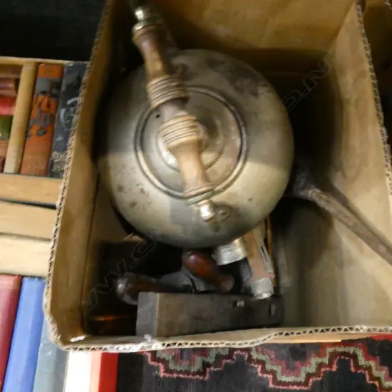 BOX OF BLOWTORCHES/SOLDER IRONS/LEVELS ETC