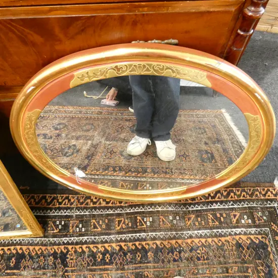 GILT FRAMED OVAL MIRROR W 780 MM