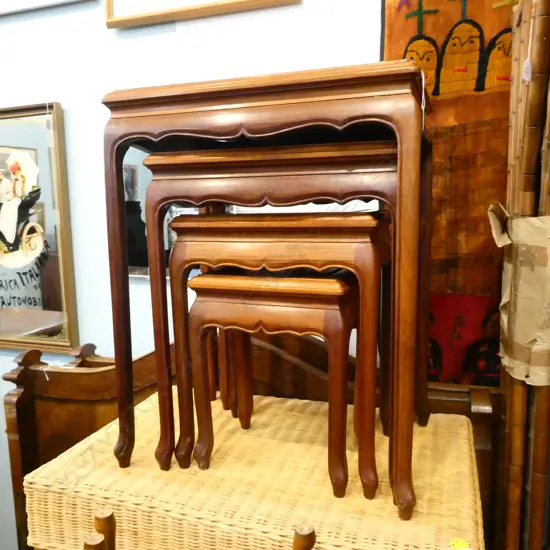 4 ROSEWOOD NESTING TABLES H. 670MM