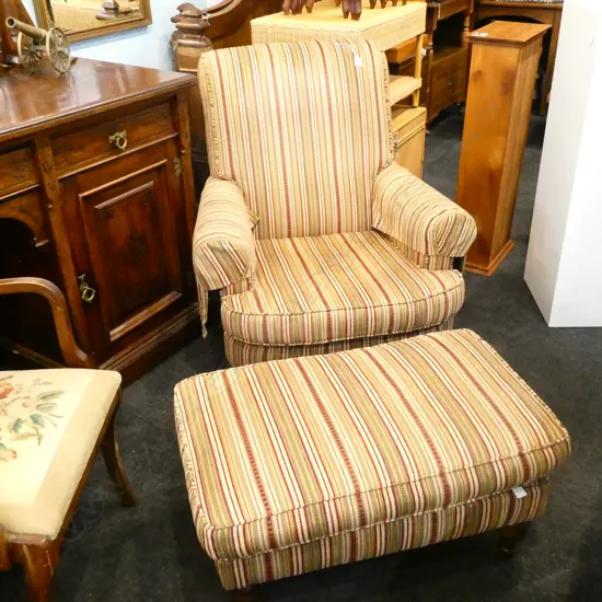 UPHOLSTERED CHAIR & OTTOMAN