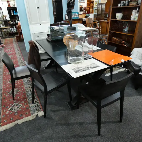 - LARGE MODERN DINING TABLE WITH EIGHT CHAIRS