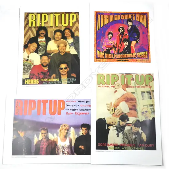 4 UNFRAMED AK MUSEUM VOLUME EXHIBITION RIP IT UP COVERS 600 X 420 MM