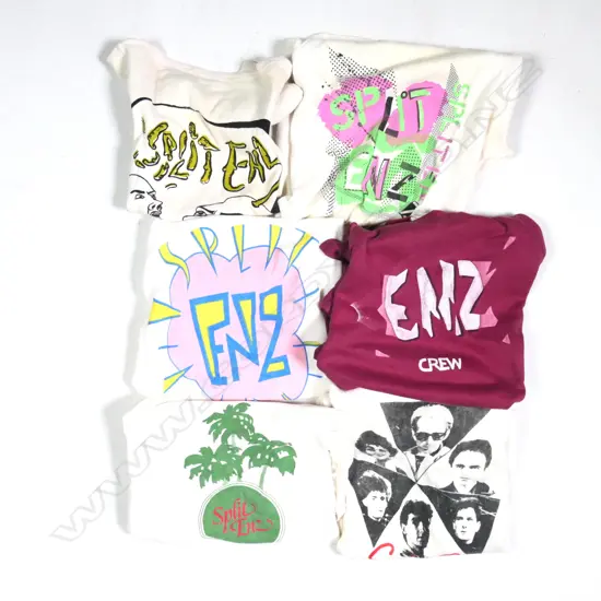 5 ASST EARLY SPLIT ENZ TEE SHIRTS VARIOUS SIZES SOME STAINS