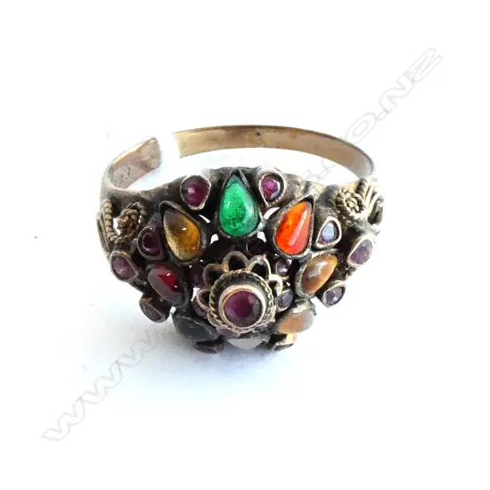 '333' 8K Y/GOLD PRINCESS RING MULTI COLOURED STONES
