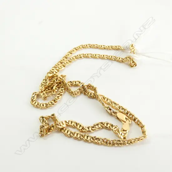 18CT GOLD FANCY LINK NECKLACE L. 240MM 7 GRAMS