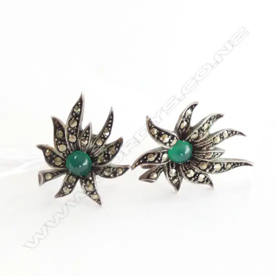 PAIR SILVER & MARCASITE EARRINGS