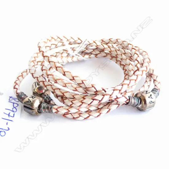 3 PANDORA PLAITED LEATHER BANGLES