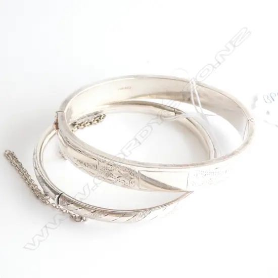 TWO STERLING SILVER HINGED BANGLES