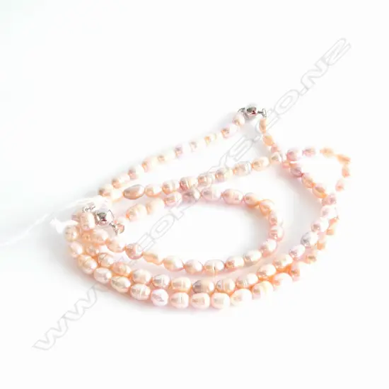 LONG BAROQUE FRESH WATER PEARL NECKLACE + BRACELET WITH MAGNETIC CLASP