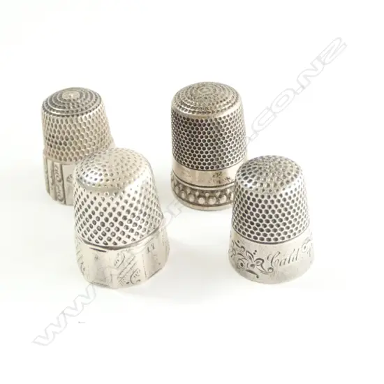 4 ANTIQUE  SILVER THIMBLES DIFFERENT DESIGNS