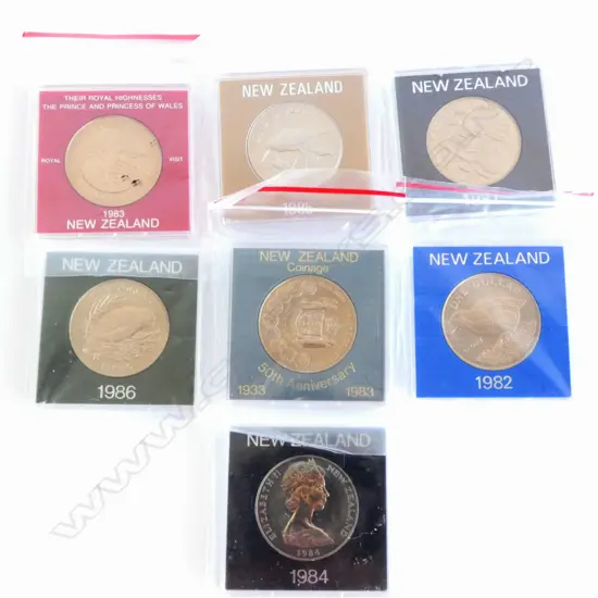 SIX NZ DOLLAR COMMEMORATIVE COINS '81 - '86 & '83 CHARLES & DI