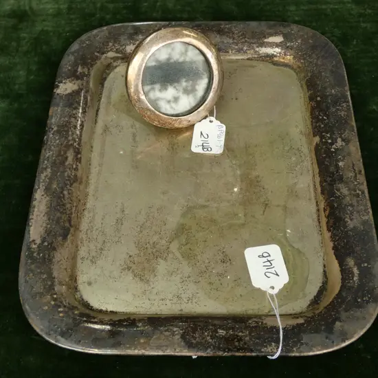 SILVER FRAME AND SILVER PLATE TRAY