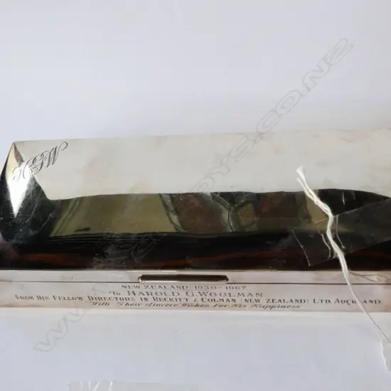 STG SILVER LARGE BOX, WOODEN INTERIOR, B'HAM 1966 L. 240MM