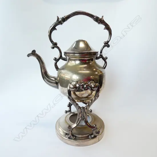 SILVER ON COPPER SPIRIT KETTLE H. 380MM