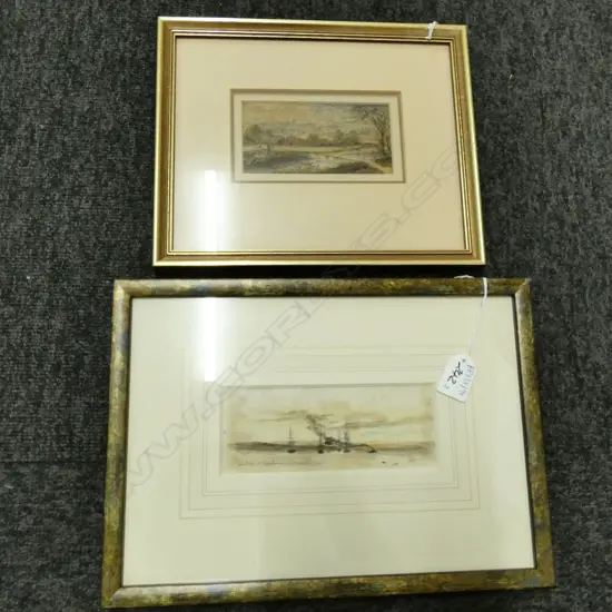 2 ARTWORKS; ARTIST UNKNOWN W/C 1863 & AUCKLAND HARBOUR 165 X 60MM IMAGE