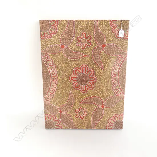 ABORIGIANL DOT PAINTING ON CANVAS, SIGNED JANICE VERSO