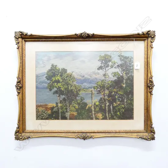 VINTAGE FRAMED TAPESTRY 'LAKE ROTEIRE SOUTH ISLAND.....