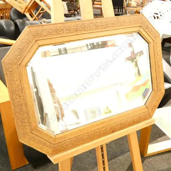 OAK FRAMED BEVELLED MIRROR 700 X 470MM