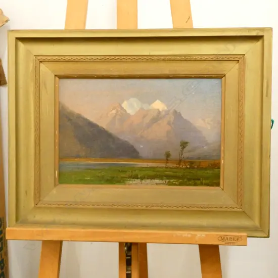 C H HOWARTH? LANDSCAPE MT COOK? OIL ON CANVAS 340 X 225MM IMAGE