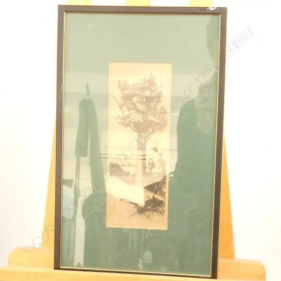 TREVOR LLYOD ETCHING KAURI TREE 105 X 290MM IMAGE